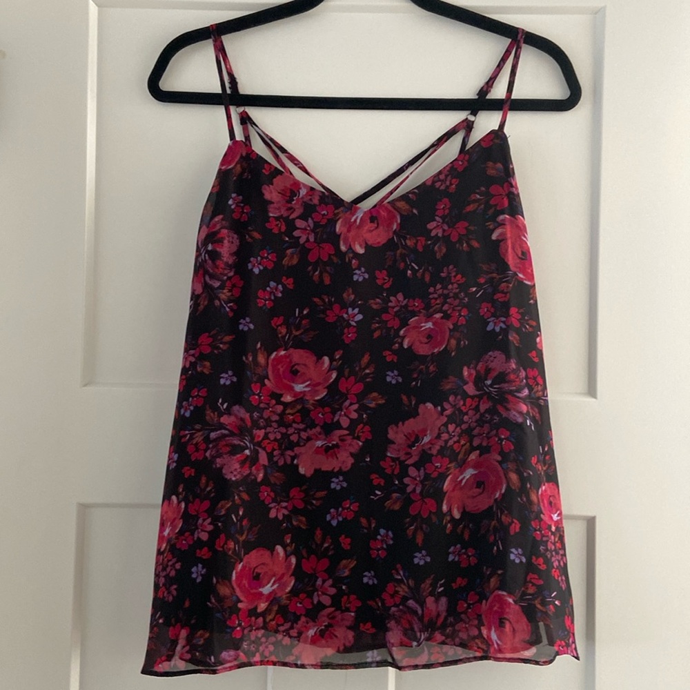 Rose printed blouse tank